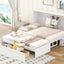 Queen Size Mobile Murphy Bed with Drawer and Little Shelves on Each Side White - Korvel