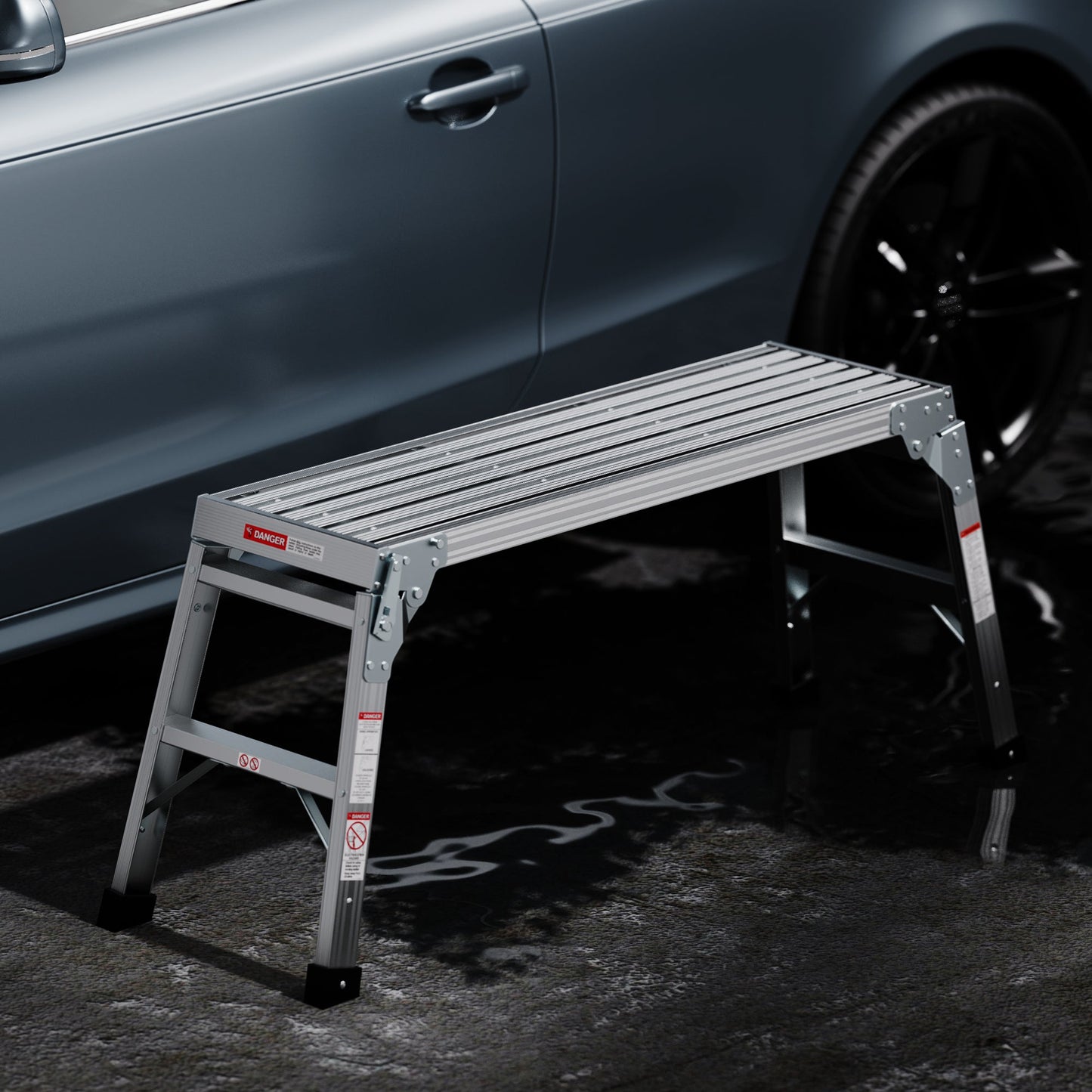 Work Platform Aluminum Portable Bench Folding Ladder ANSI Capacity 225 LBS 40" - Korvel