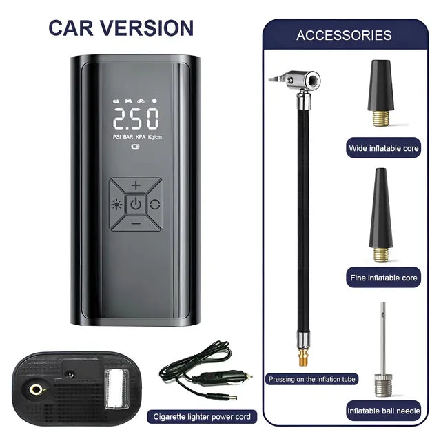 6000mAh Portable Car Air Compressor - 12V Electric Tire Inflator