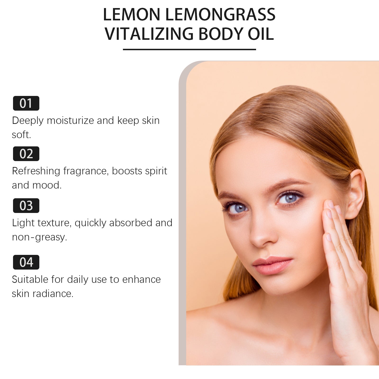 Lemongrass Moisturizing Oil, Daily Massage Body Skin Soothing Nourishing Moisturizing Body Care Oil - Korvel