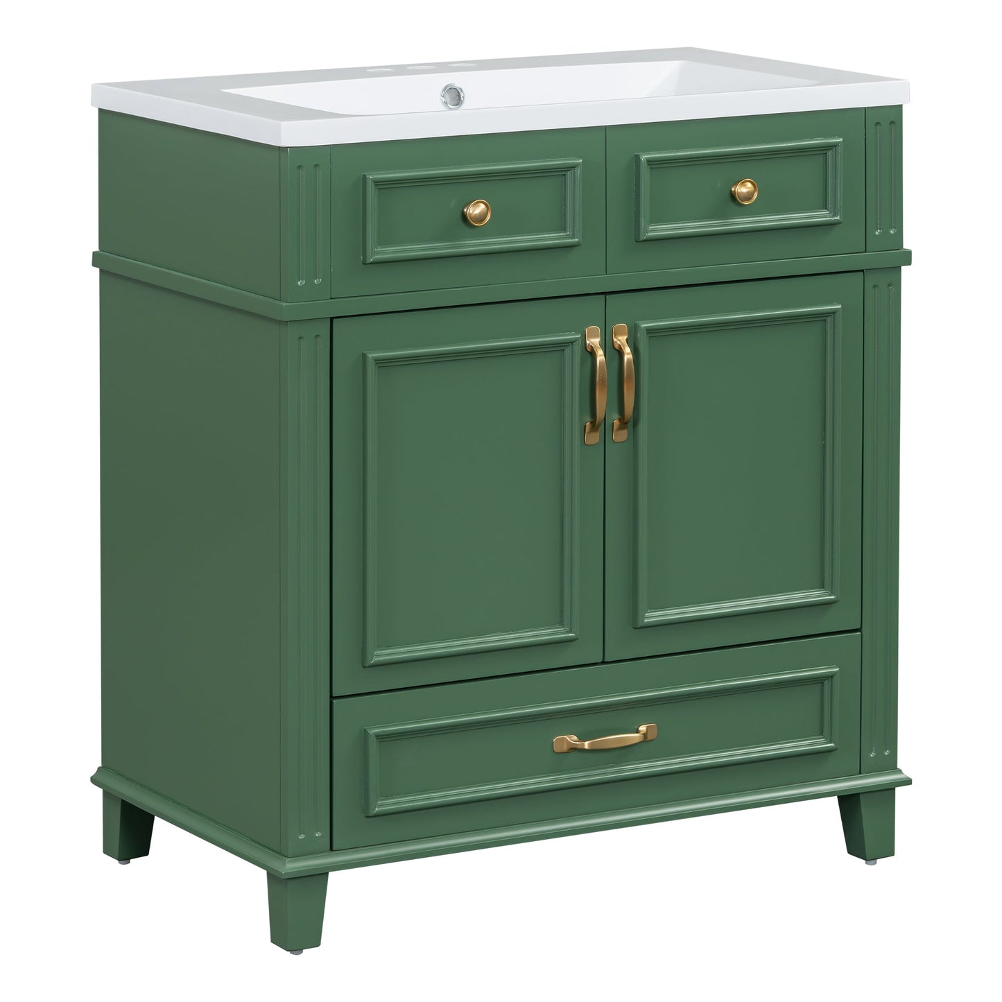 30 inch uncovered bathroom vanity with soft closed door, limited to solid wood frame bathroom storage cabinet green - Korvel