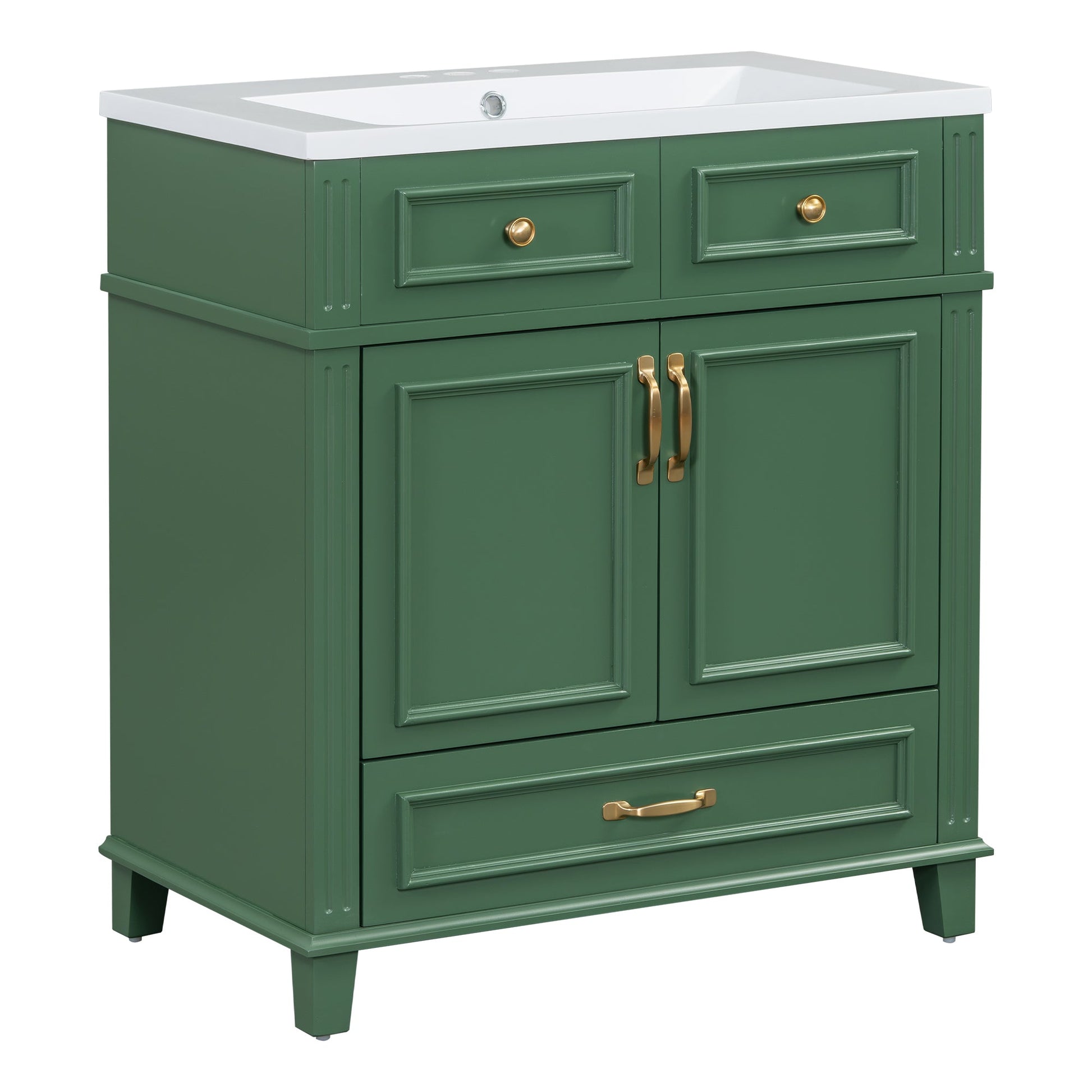 30 inch uncovered bathroom vanity with soft closed door, limited to solid wood frame bathroom storage cabinet green - Korvel