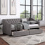 Cama nido tapizada de tamaño individual con dos cajones - Gris