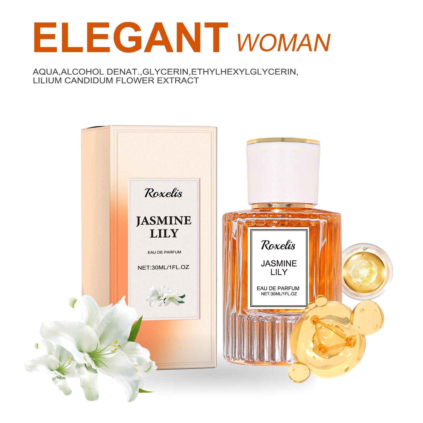 Lily Women Pheromone Perfume, Wrist Behind Ear Neck Natural Long-Lasting Light Fragrance Delicate Elegance Exudes Feminine Charm - Korvel