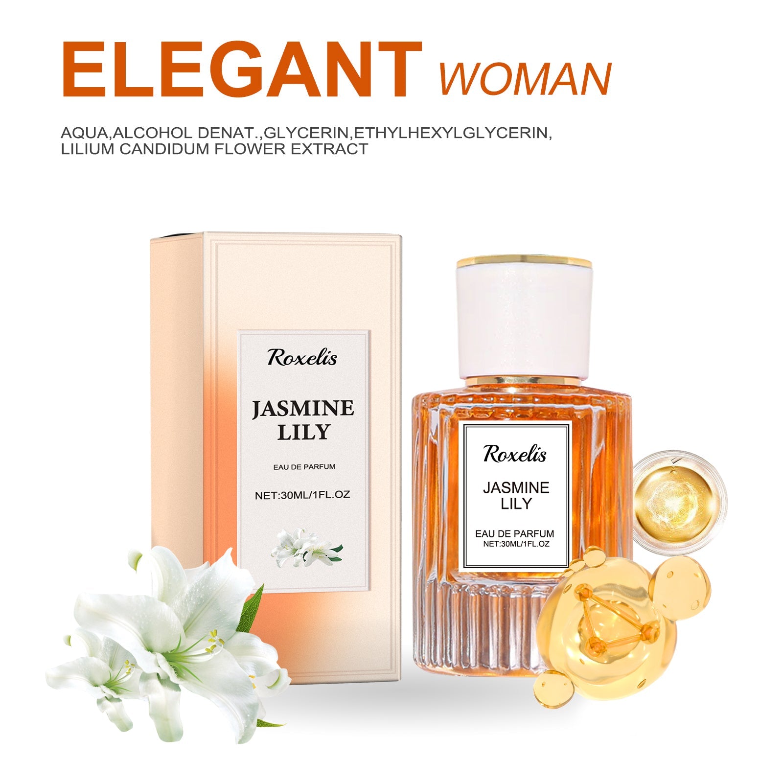 Lily Women Pheromone Perfume, Wrist Behind Ear Neck Natural Long-Lasting Light Fragrance Delicate Elegance Exudes Feminine Charm - Korvel