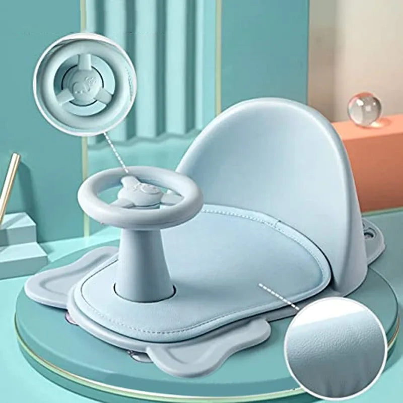 Baby shower basin with shower seat foldable bathtub bathtub dedicated shower bench with backrest and anti slip bath pad - Korvel