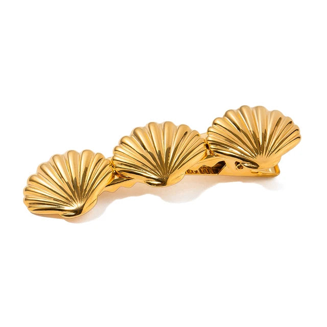 Stainless steel shell hair clip with bangs, high-end feel, ins metal hair accessories, broken hair clip at the back of the head - Korvel