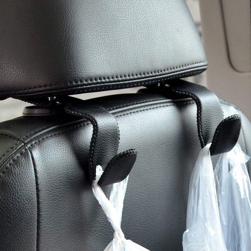 Leather large load-bearing car seat hooks car hooks hidden back multifunctional rear seat interior products - Korvel