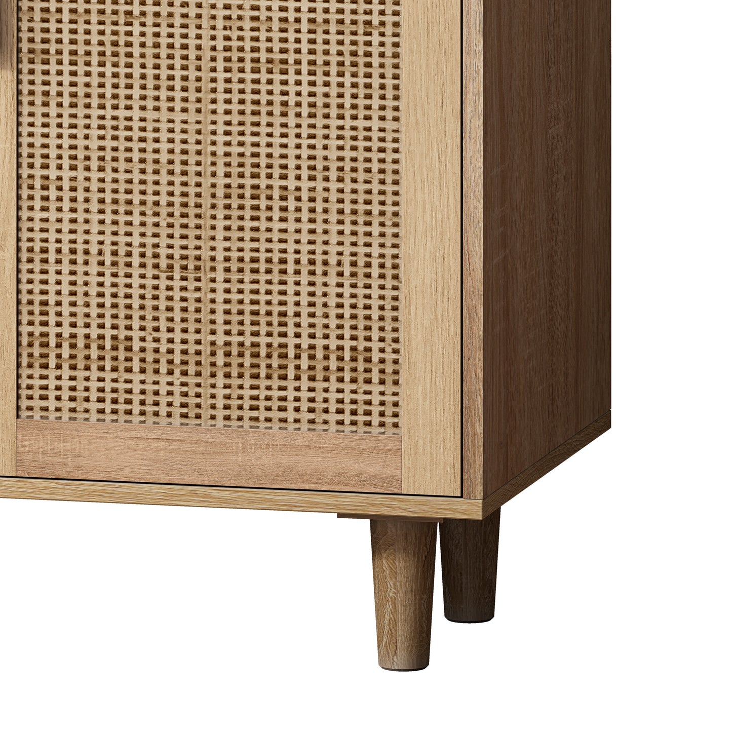 62.20"Elegant and Functional 4-Door Rattan Decorative Storage Cabinet,for Bedroom,Living Room,Office,Easy Assembl - Korvel
