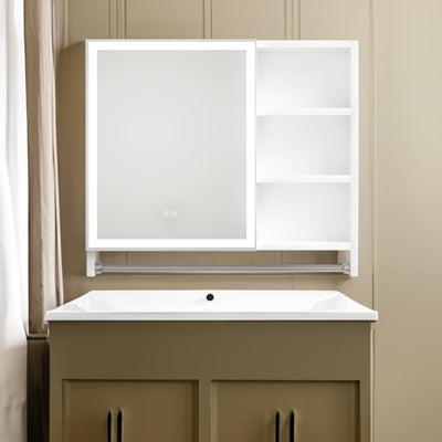 Modern 32x28 Inch Bathroom Storage Cabinet with LED Lights