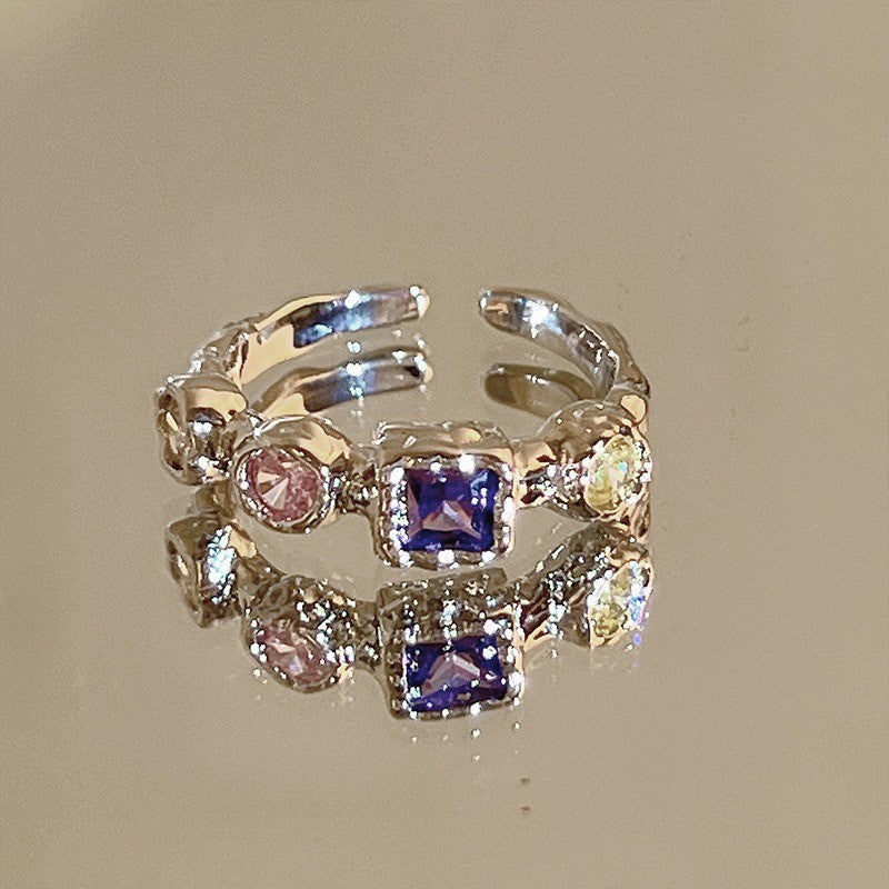 Anillo de Diamante de Circonita de Color Dopamina Love para Mujeres
