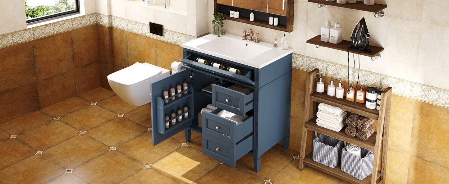 Meuble de salle de bain moderne de 30 pouces avec lavabo et rangement