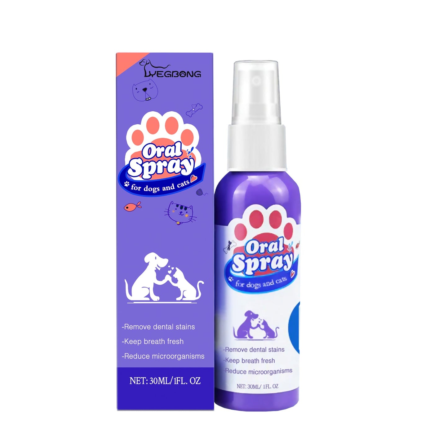 Tooth Cleaning Spray For Cats And Dogs, Remove Tooth Stains Fresh Breath Pets Oral Care Spray - Korvel