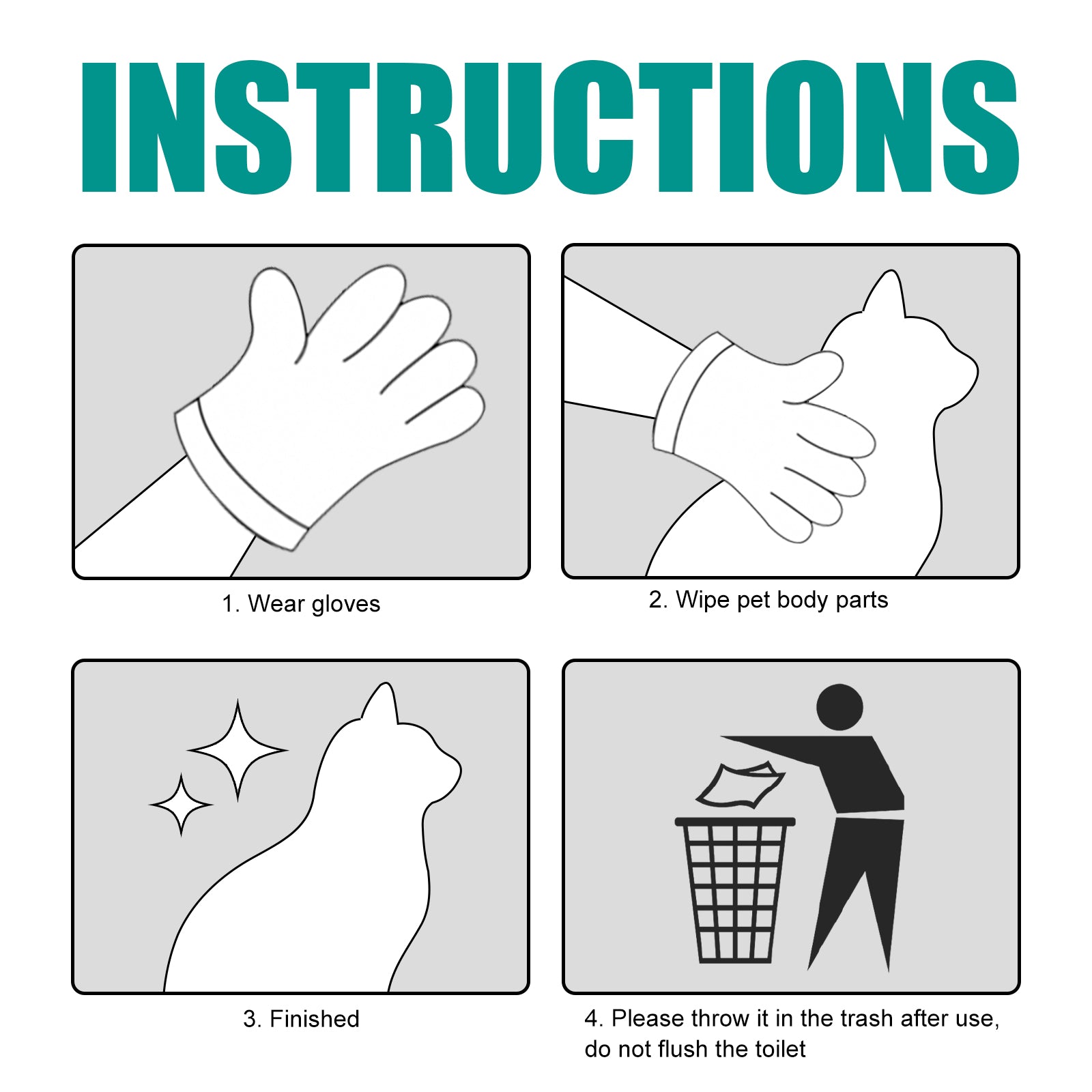 Pet Leave-In Cleaning Gloves Dog Bath Cat Clean Dry Cleaning Gloves Deodorizing Odor Removal - Korvel