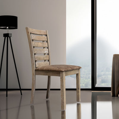 Set of 2 Modern Farmhouse Dining Chairs - Distressed Solid Wood