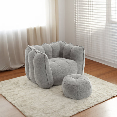 Soft Bean Bag Chair with High Resilient Foam(Chips)for living room and bedroom,Comfortable Square Lazy Sofa with Footstool - Korvel