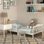 Classic Wood Toddler Bed Frame with Safety Guardrails - White