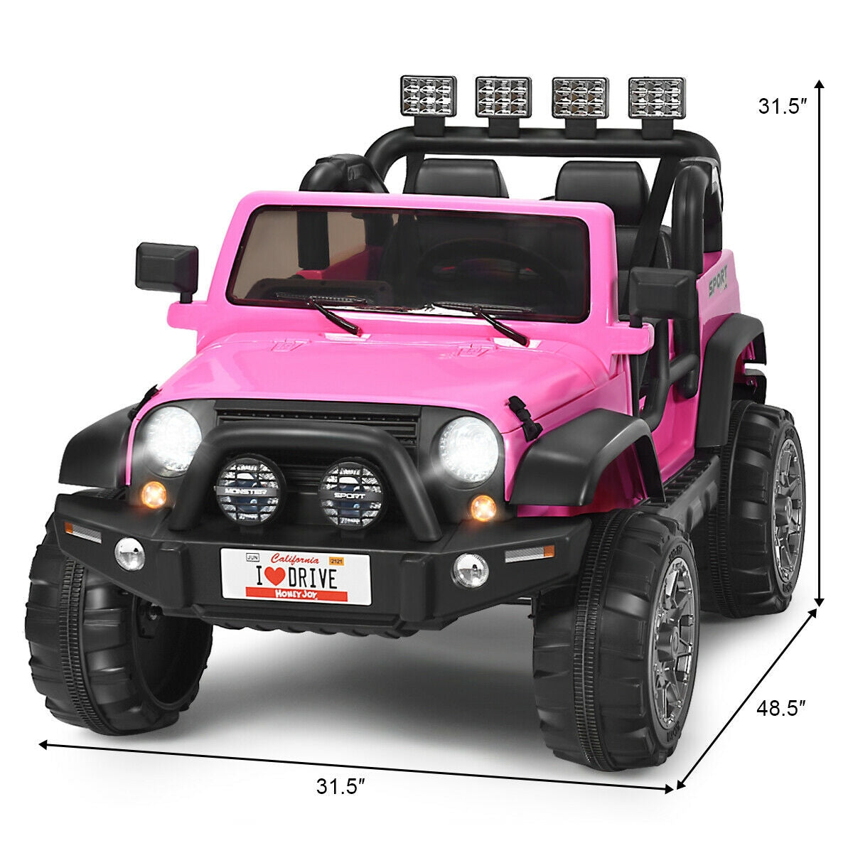 12V Pink 2-Seater Electric Ride-On Car with Remote Control