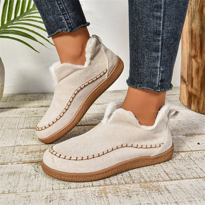 Botas de Tobillo de Piel Sintética con Corte en V para Mujeres