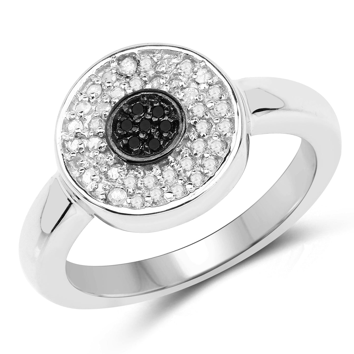 0.20 Carat Genuine Black and White Diamond Sterling Silver Ring