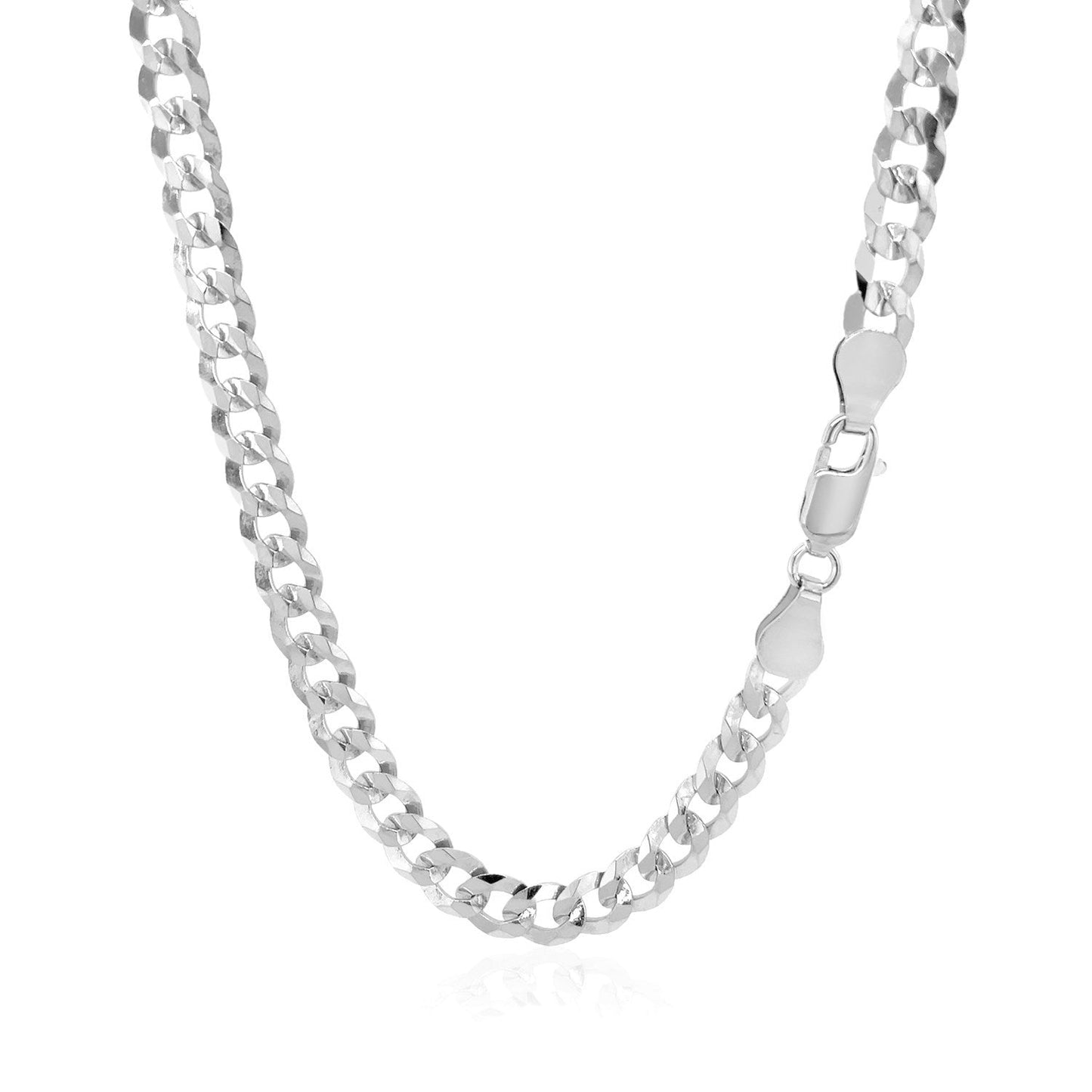 Collier en chaîne curb en argent sterling plaqué rhodium