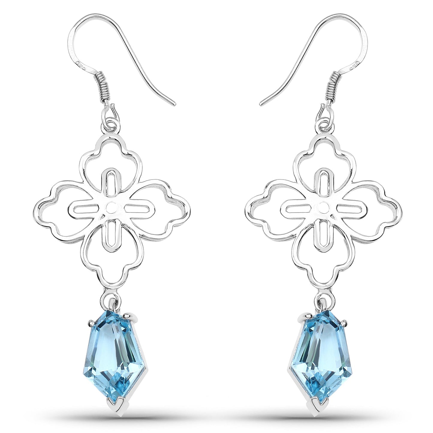 Pendientes de Topacio Azul Suizo de 12.14 Quilates en Plata Esterlina
