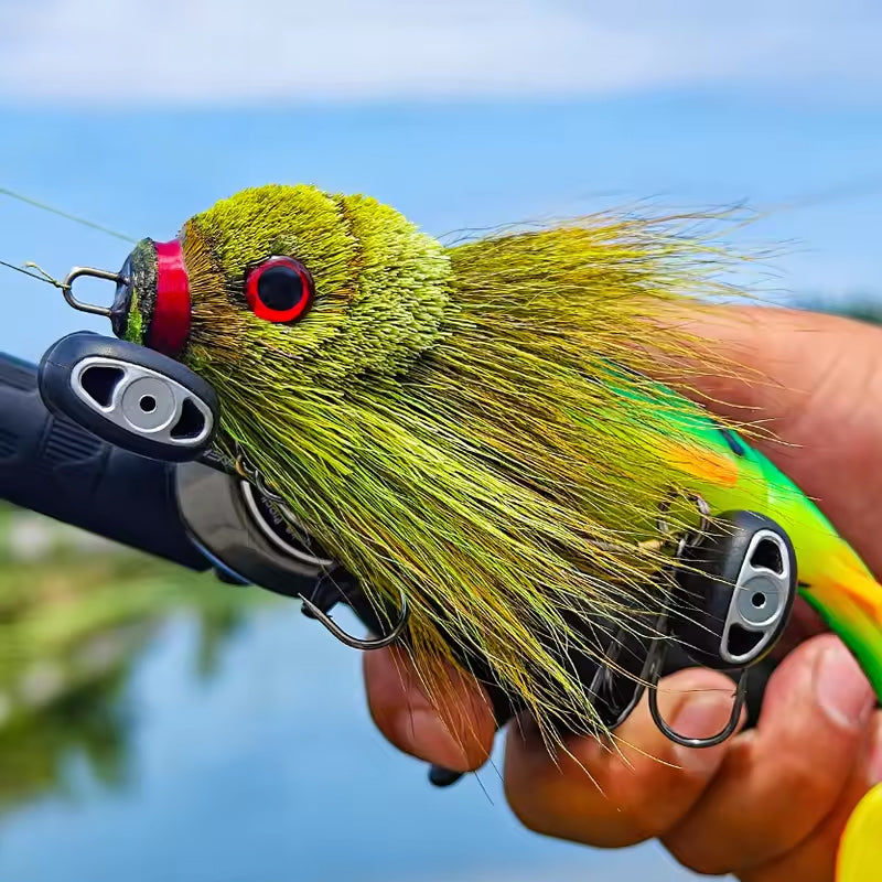 Palisandro Baby Rat Swimbait Bucktail - Muskie/Pike Lure, Hand - tied Deer Hair, Solid Body Fishing Rig - Korvel