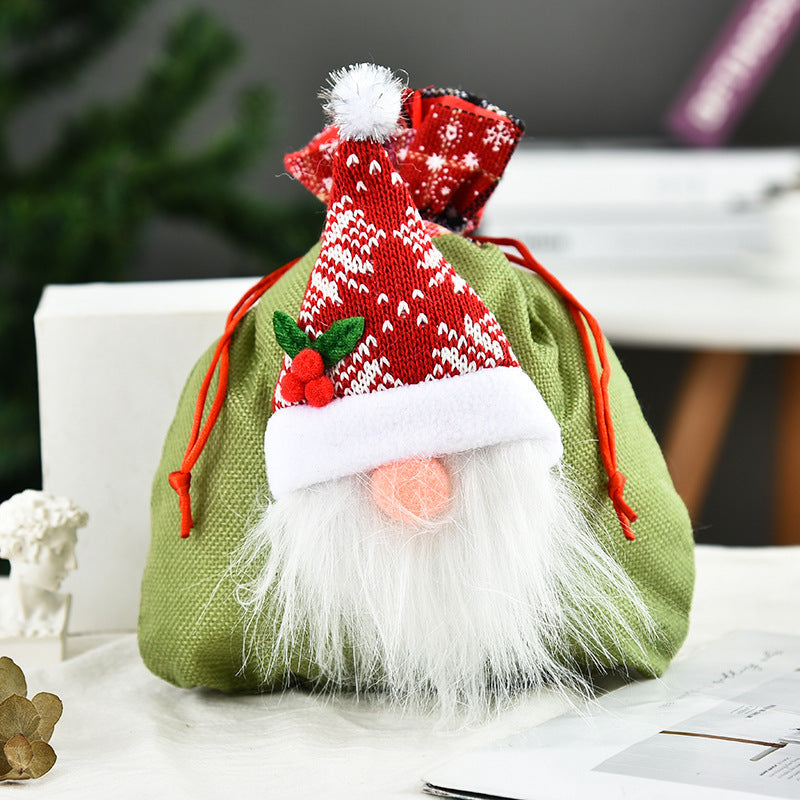 Christmas Faceless Doll Tote Bag Creative Christmas Apple Bag Candy Bag Christmas Gift Bundle Pocket - Korvel