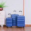 3 Piece Luggage Sets PC Lightweight & Durable Expandable Suitcase with Two Hooks, Spinner Wheels, TSA Lock, (21/25/29) Dark Blue - Korvel