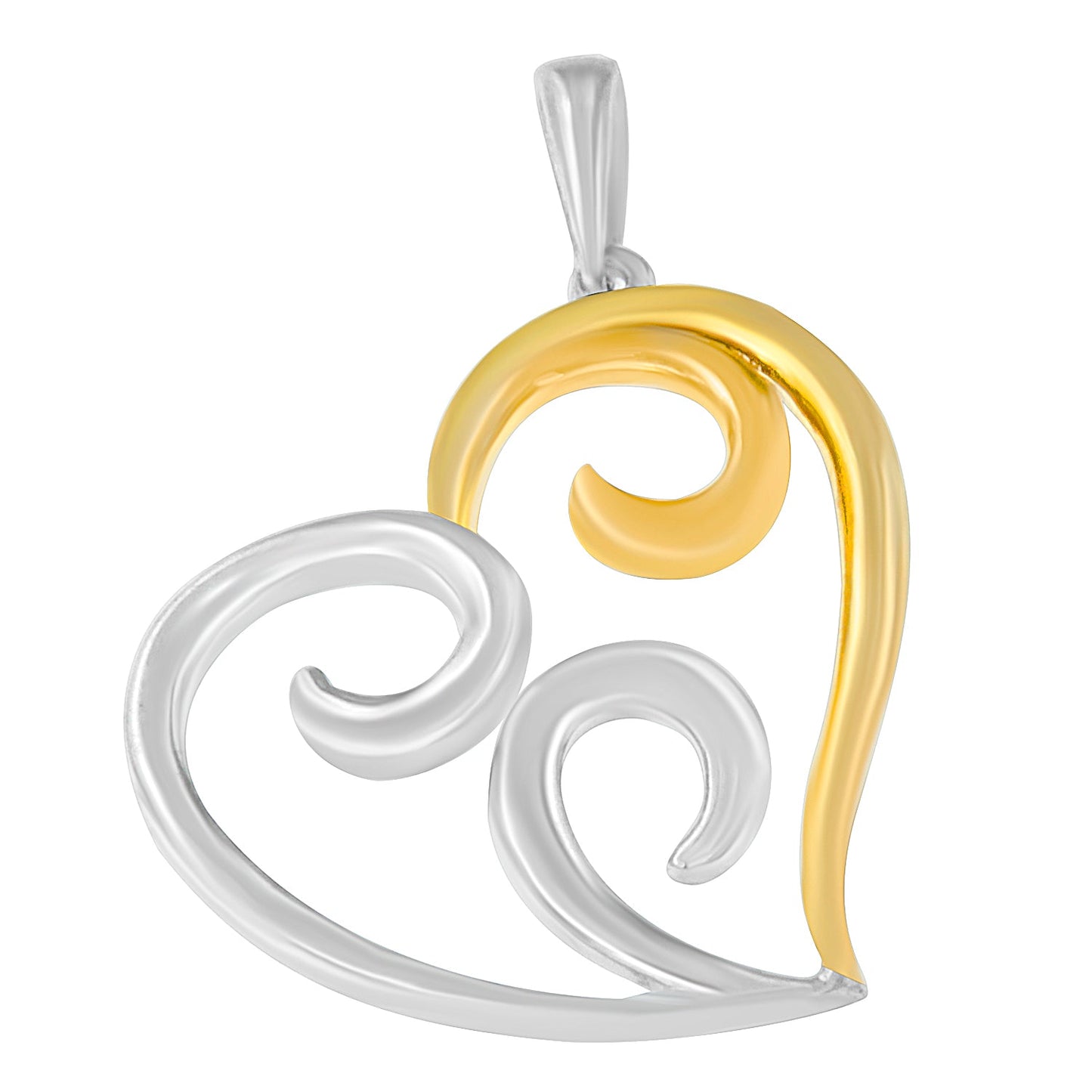 Collar con colgante de corazón abierto de plata esterlina bañado en oro amarillo de 10K