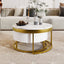 Mesa de café moderna redonda apilable con cajones en blanco