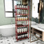Red 6-story ultra-thin rolling storage cart, mobile shelves with wheels, metal wire storage rack with baskets - Korvel