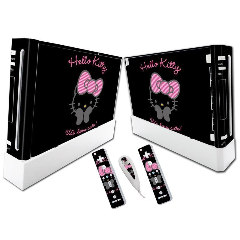 Stylish Wii Console Stickers - Hello Kitty & Pikachu Designs