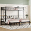 Twin over Twin & Twin Bunk Beds for 3, Twin XL over Twin & Twin Bunk Bed Metal Triple Bunk Bed, Black - Korvel
