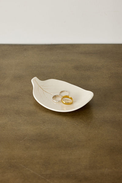 Porcelain Leaf Trinket Dish - Elegant Home Accent