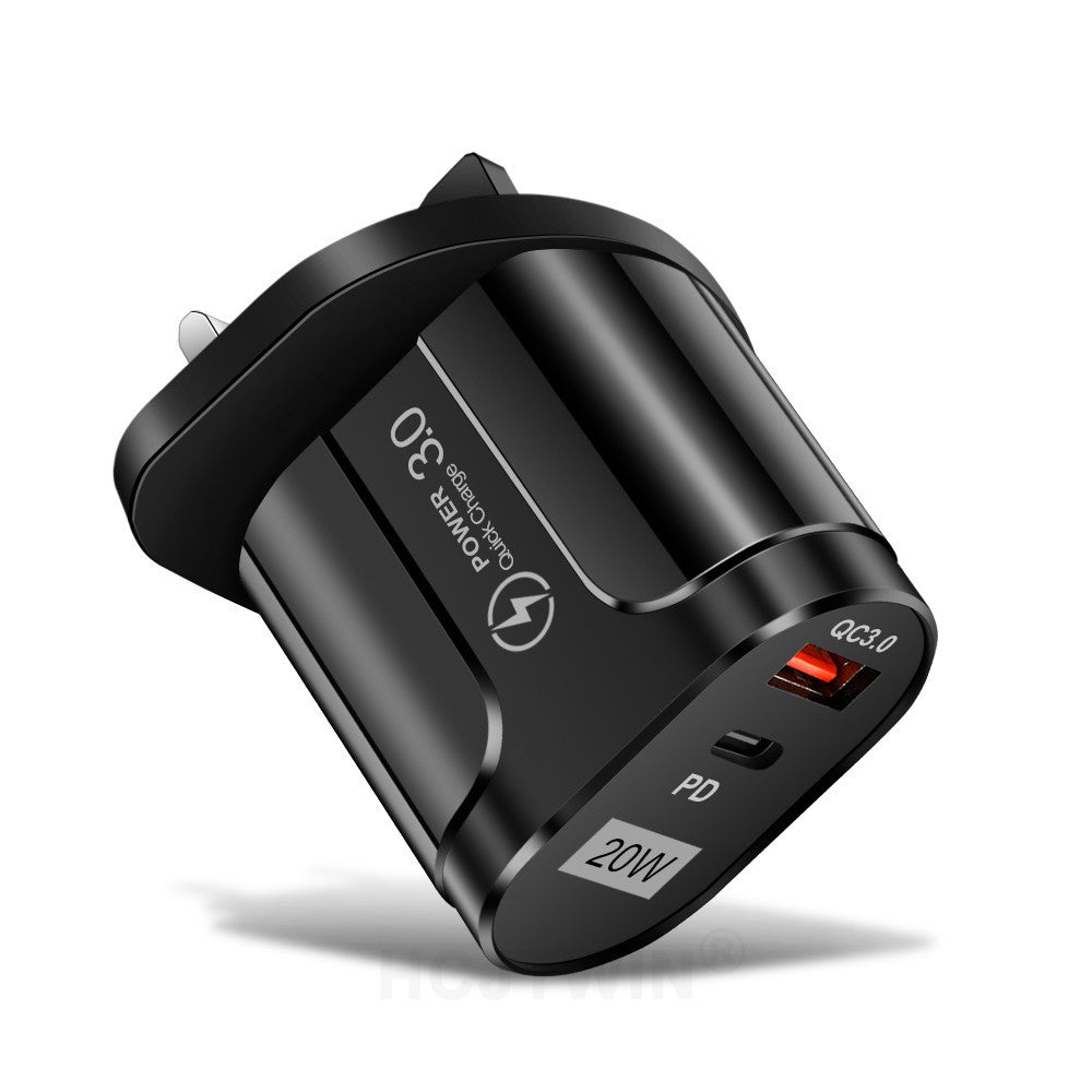 PD20W Mobile Fast Charging Charger 5V4A US, European, and British Standard Speed Matching Device PD+QC3.0 Travel Charging Head - Korvel