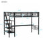 Metal Loft Bed Frame with Desk  No Box Spring Needed Twin Black - Korvel