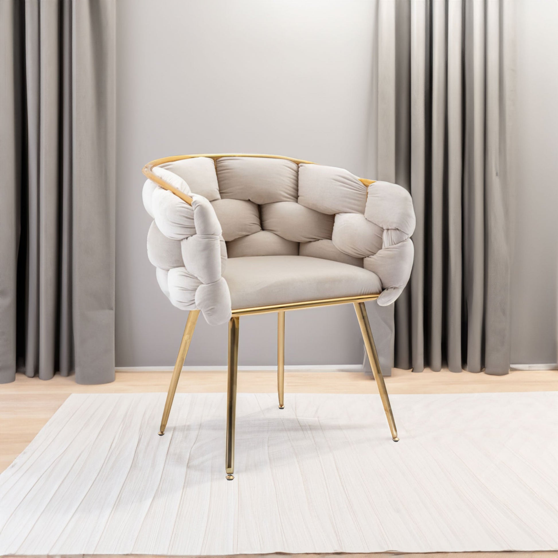 Luxury modern simple leisure velvet single sofa chair bedroom manicure table back chair beige - Korvel