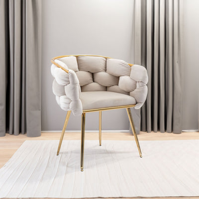 Luxury modern simple leisure velvet single sofa chair bedroom manicure table back chair beige - Korvel