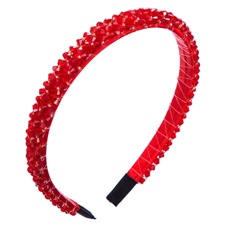 Korean Style Thin Edge Crystal Headband Women's Fashion Super Flash Headband Party Press Hair Accessories - Korvel