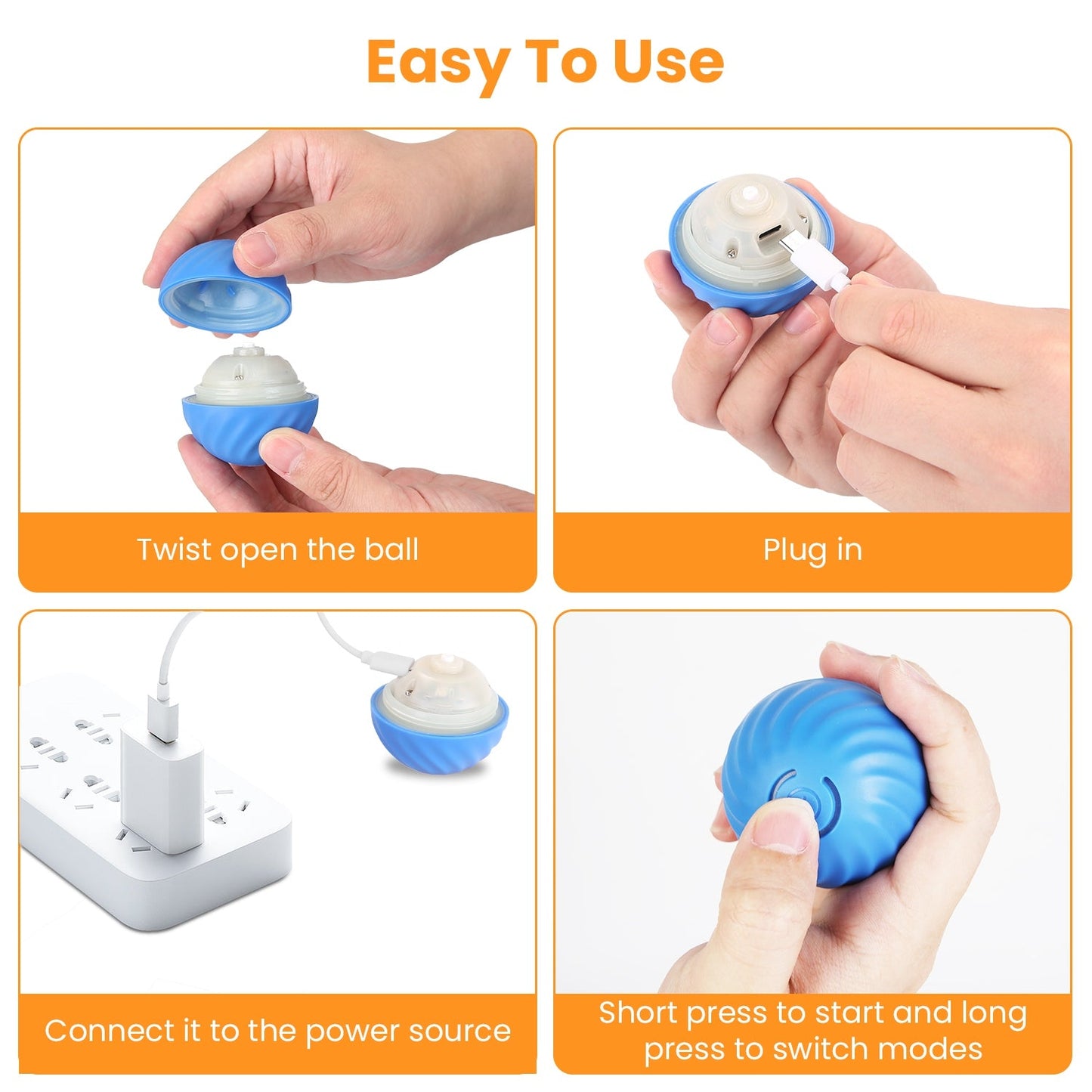 Balle de Jouet Interactive Rechargeable pour Chats d'Intérieur