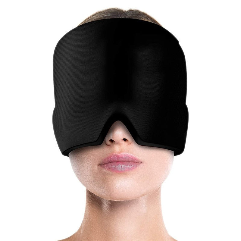 Cold compress head cover eye mask for headache relief, comfortable ice bag, ice pack, ice cap, physical therapy, soothing, retractable gel head mask - Korvel