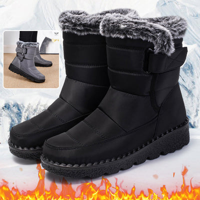 Women's Waterproof Plush Snow Boots with Low Heels