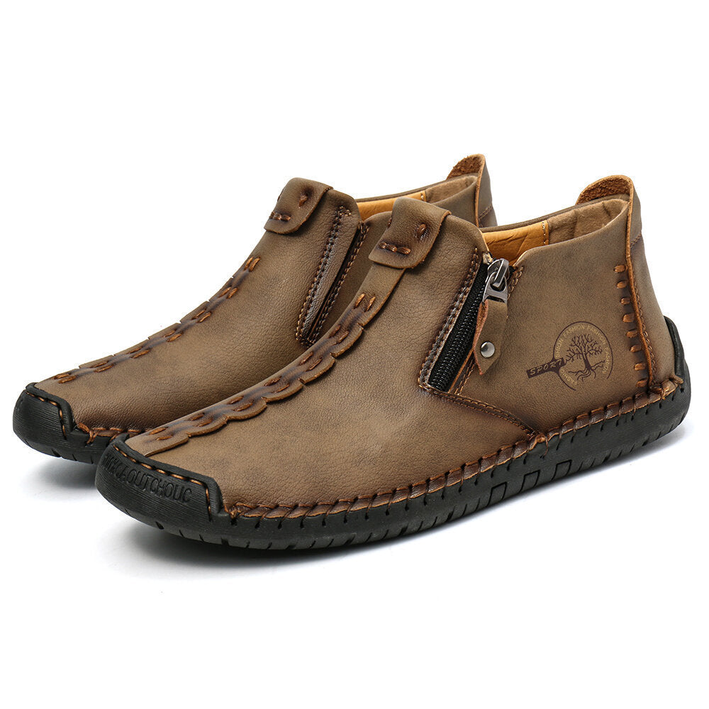 Men's Stylish Ankle Boots with Zipper for Outdoor Activities
