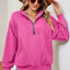 Solid Color Zipper Long Sleeve Pullover Sweatshirt for Women
