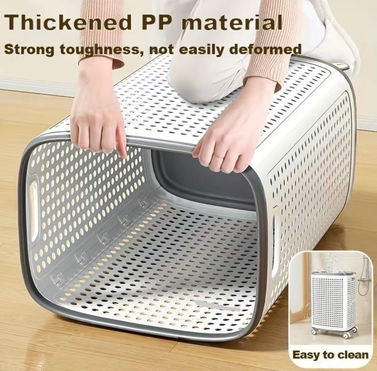 RollEase Modern Laundry Hamper with Wheels