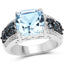 Anillo de plata esterlina con topacio azul de 4.98 quilates y topacio azul londinense