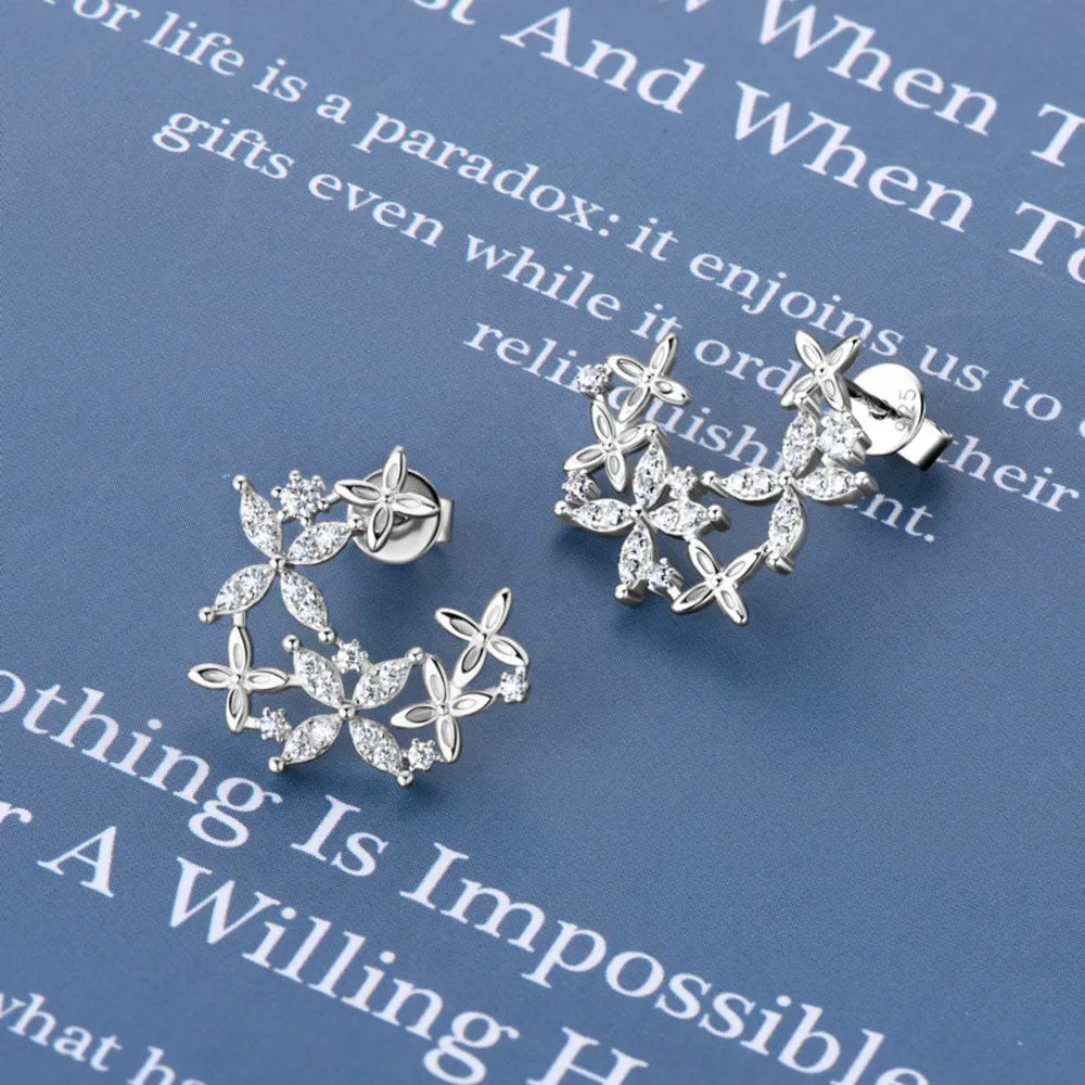 925 Sterling Silver Moissanite Lucky Clover Earrings - Korvel