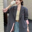 Blazer de Color Block en Parchwork Gris de Moda