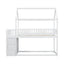 TWIN/TWIN HOUSE BUNK BED WITH SHELVES AND DRAWERS FOR WHITE COLOR - Korvel